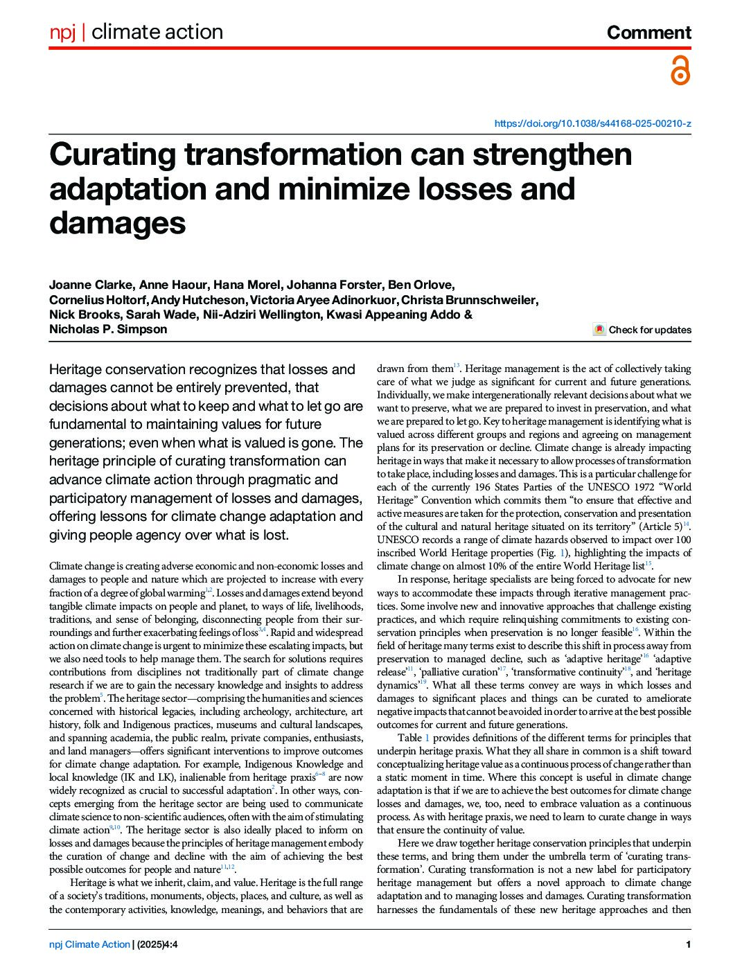 Curating transformation can strengthen adaptation and minimize losses and damages